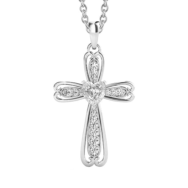 Forma Cuore Diamante anello in Oro Bianco 14K – vista principale