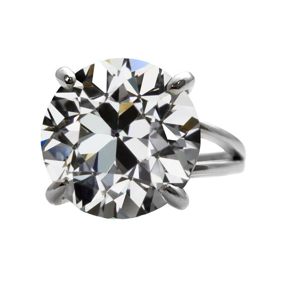 Taglio Old Mine Diamante Fine anello in Oro 14 Carati Bianco – vista principale