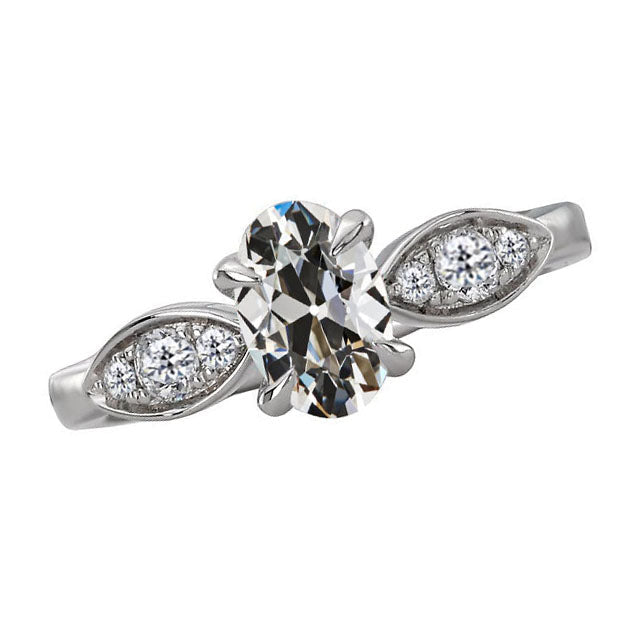 Brillante Taglio Old Mine Anniversary Ring in Oro Bianco 14K – vista principale