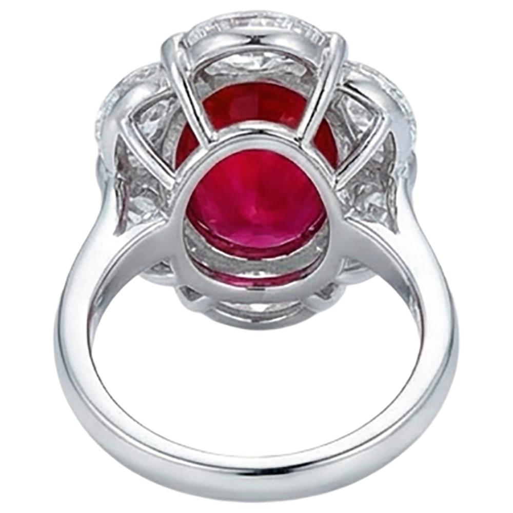 vero oval diamante 5.25carati anello su bianco