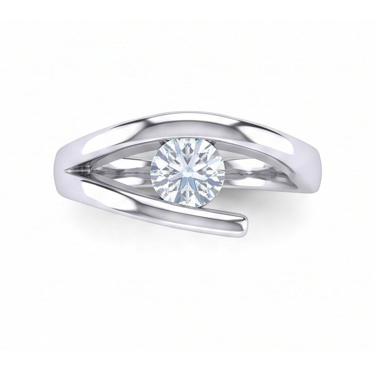 Set Di Anelli Di Fidanzamento Con Naturale Diamante Naturale Autentico ( non creato in laboratorio ) A Taglio Rotondo Da 1 Carato