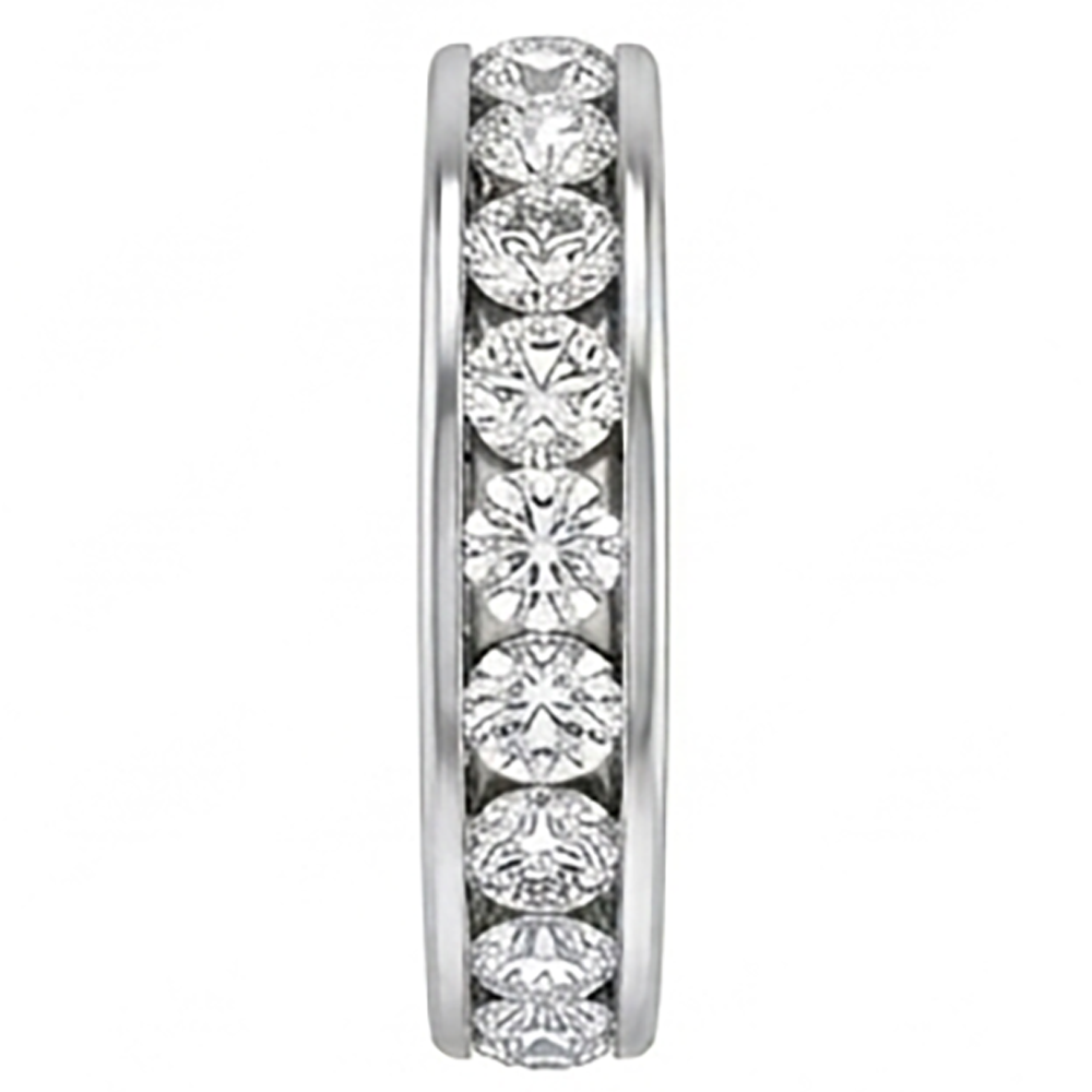 Set Di Canali Fede Nuziale In Oro Bianco 14K Con Genuino Diamanti Rotondi Da 2.20 Ct