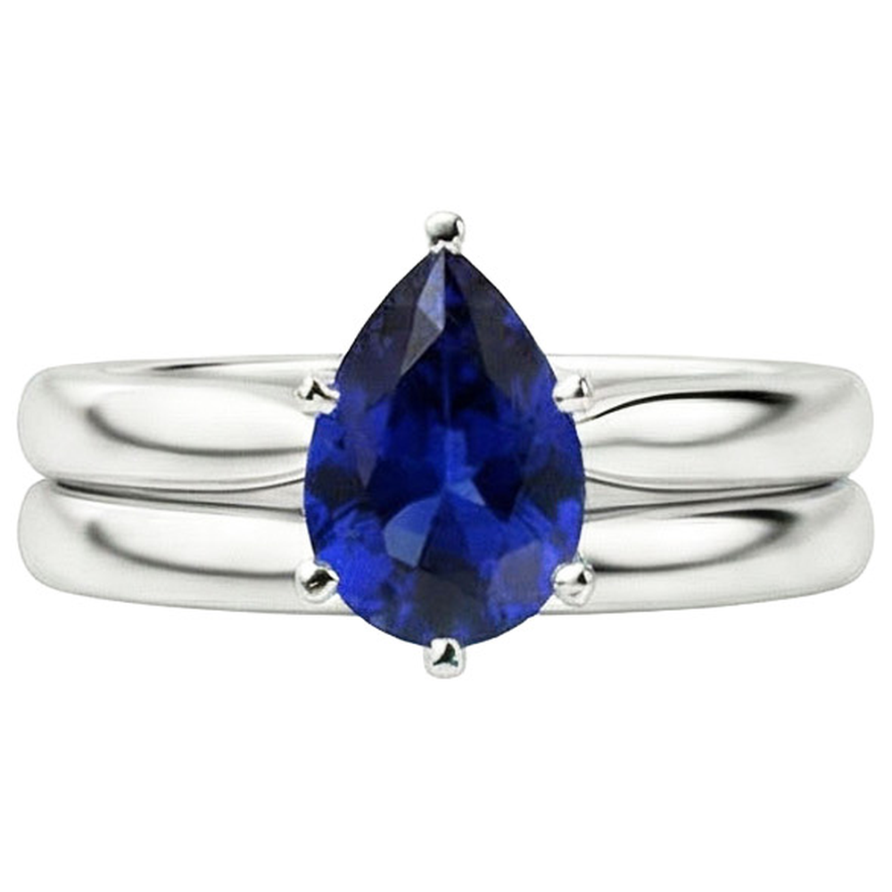 vero pear diamante 2carati anello su bianco