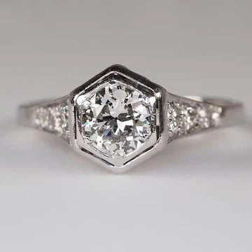 Set Da 2.25 Carati Per Anello Da Donna Con Vero Diamante Taglio Vecchio Miniera D'Oro Rotondo