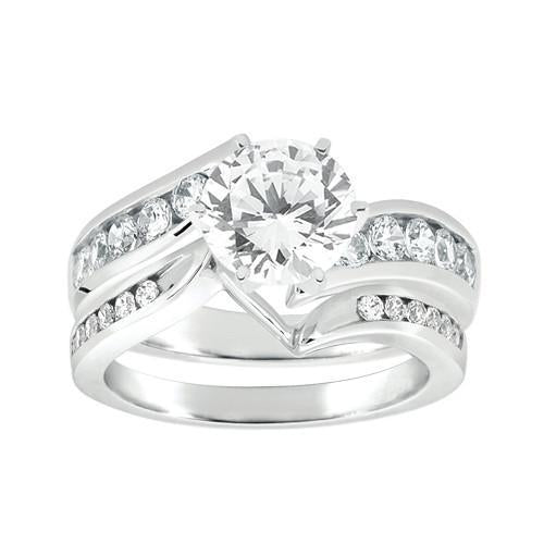 Set Di Anelli Di Fidanzamento Con Genuino Diamanti 1.75 Carati