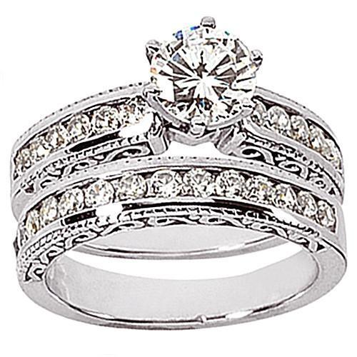Set Di Anelli Di Fidanzamento Con Naturale Diamante Splendido Da 4 Carati