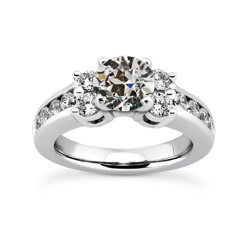 Set Di Canali A Forma Di Cesto Di Anelli Di Naturale Diamanti Taglio Vecchio Miniera Rotondo 6,50 Carati