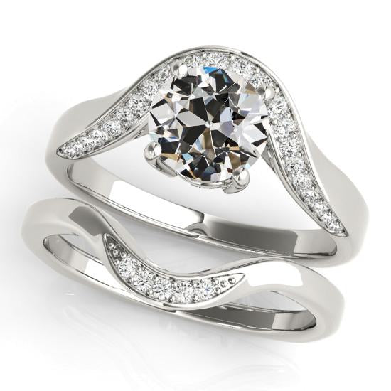 Set Di Fedi Nuziali Rotonde Con Naturale Diamanti Da Minatore Vecchio 4 Carati