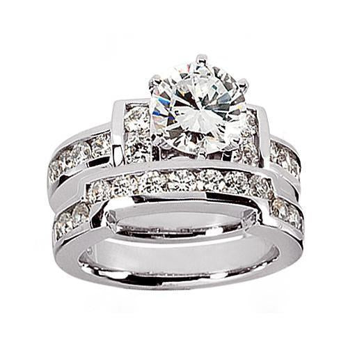 Set Di Fidanzamento Con Vero Diamante 2.66 Carati Oro Bianco 14K Nuovi Gioielli Da Donna