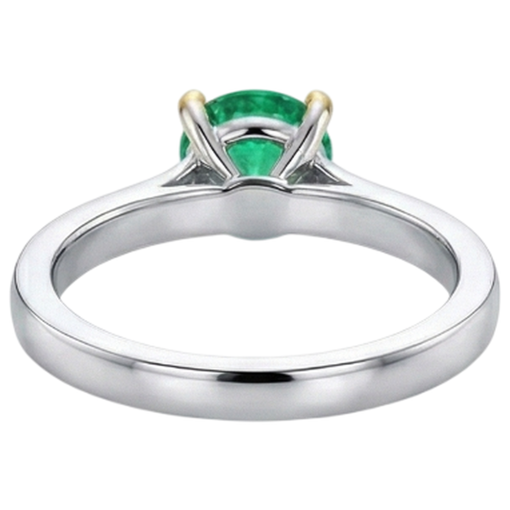 Smeraldo Fine Taglio Rotondo Anello con Pietra Preziosa in Oro Bicolore 14K – vista dettaglio