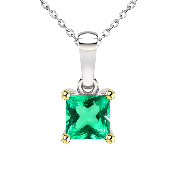 Smeraldo Fine Collana Pendente 3 carati Oro Bicolore 14K – vista principale