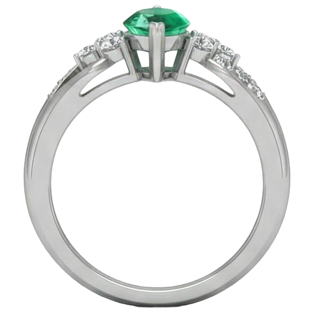 Smeraldo Verde Con Diamanti Naturali Autentici ( non creati in laboratorio ) 2,75 Ct. Anello di fidanzamento in oro bianco 14K