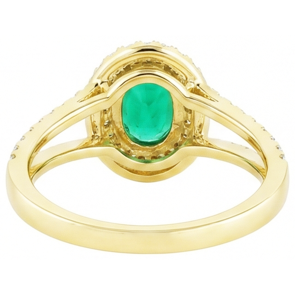Smeraldo verde a taglio ovale da 4,50 ct con anello di diamanti