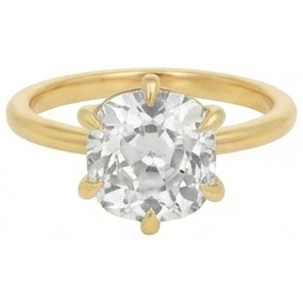 Solitaire Cushion Old Mine Cut Genuino Diamond Ring 3.50 Carati Gioielli Da Donna