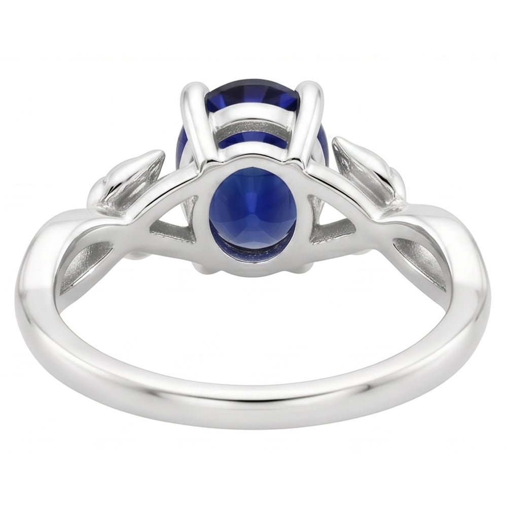 Solitaire Gemstone Jewelry Anello Leaf Style Ceylon Sapphire 2 carati