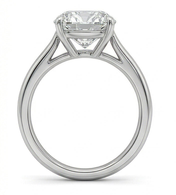 Solitaire Grande Fede Nuziale Con Naturale Diamante Taglio Cuscino Da 3 Carati Oro Bianco
