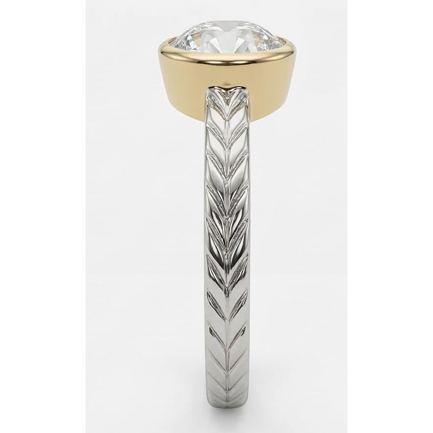 Solitaire Vecchio Minatore Genuino Diamante Naturale Autentico ( non creato in laboratorio ) Ring Bezel Set Stile Vintage 1,5 Carati