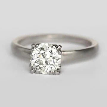 Solitaire Round Old Mine Cut Vero Diamond Ring Triplo Polo 1.75 Carati