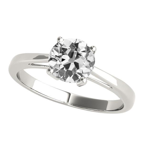 Solitaire Vecchio Minatore Naturale Diamante Wedding Ring 2 Carati Oro Bianco 14K