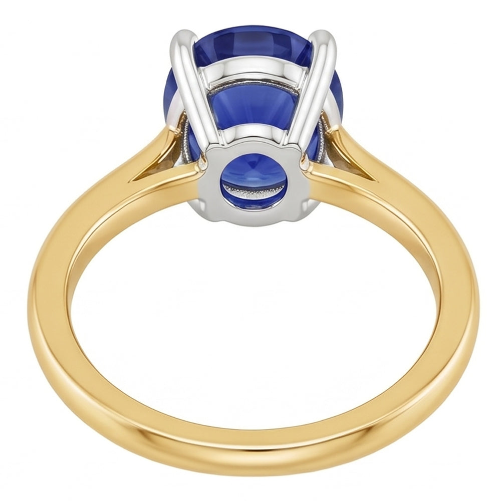 Solitario Anello Gemma Gioielli Ovale Blu Zaffiro 2.50 Carati