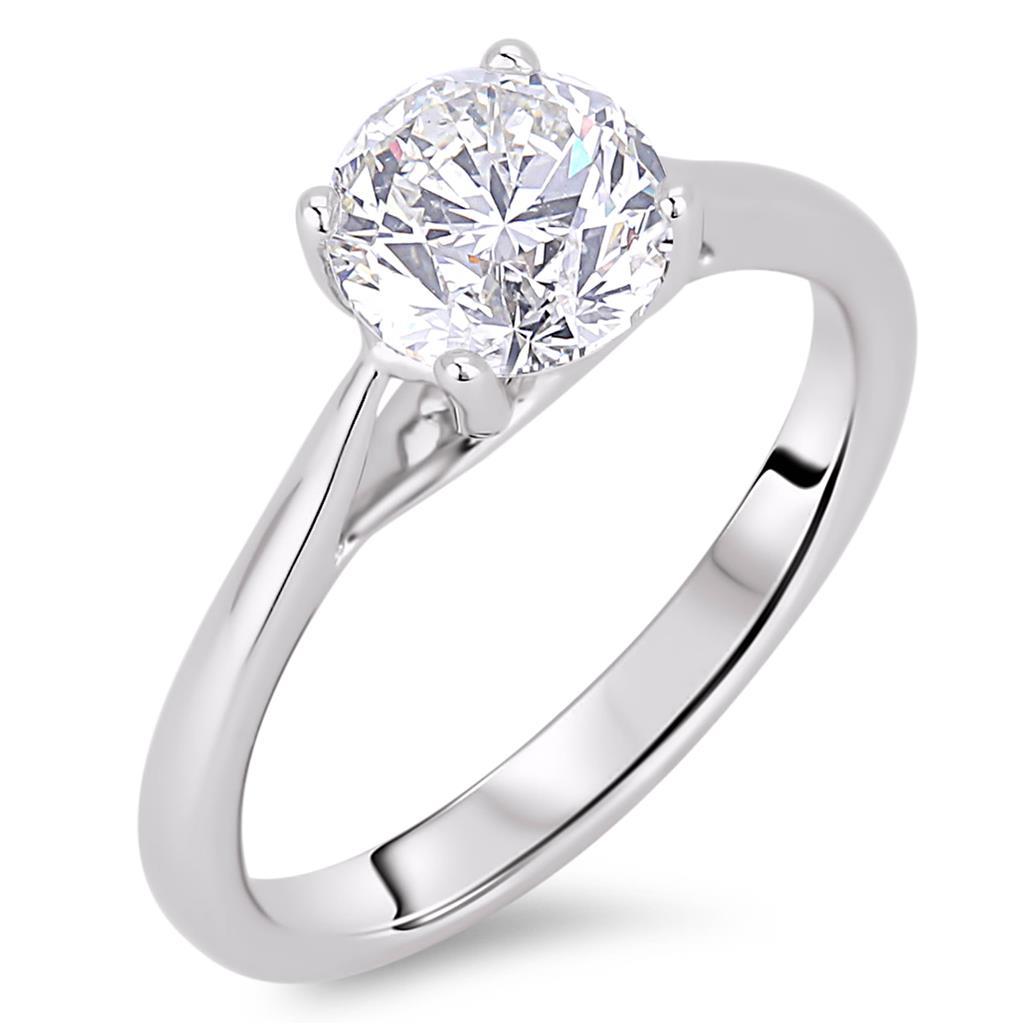 Solitario Anello Nuziale In Oro Bianco Con Naturale Diamante Taglio Rotondo 2 Carati 14K