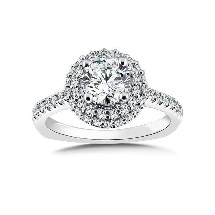 Solitario Con Accento 4.50 Carati Naturale Diamanti Halo Anello In Oro Bianco 14K