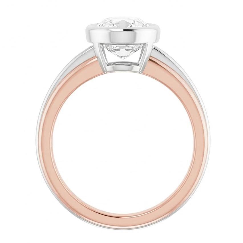 Solitario In Oro 14K Fede Nuziale Ovale Con Genuino Diamante Naturale Autentico ( non creato in laboratorio ) A Taglio Vecchio Miniera 3 Carati