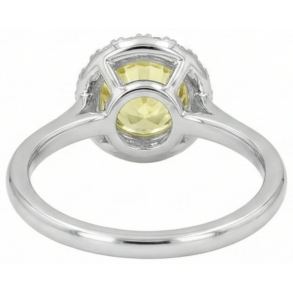 Solitario con accenti Anello zaffiro giallo 4 carati Oro bianco 14K