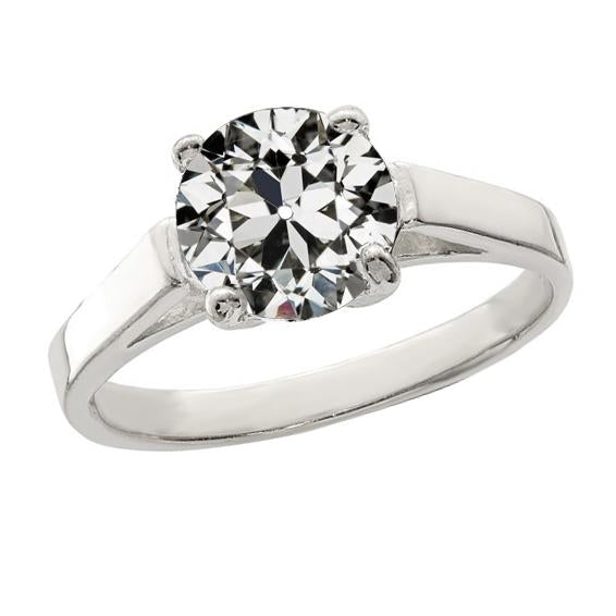 Solitario Anello Anniversario Con Vero Diamante Taglio Vecchio Rotondo 2,50 Carati