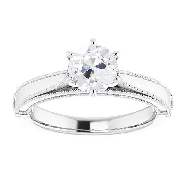 Solitario Anello Anniversario Con Vero Diamante Taglio Vecchio Stile Antico 2 Carati