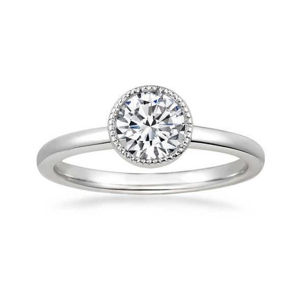 Solitario Anello Di Fidanzamento Con Vero Diamante Rotondo Da 1 Carato Oro Bianco 14K