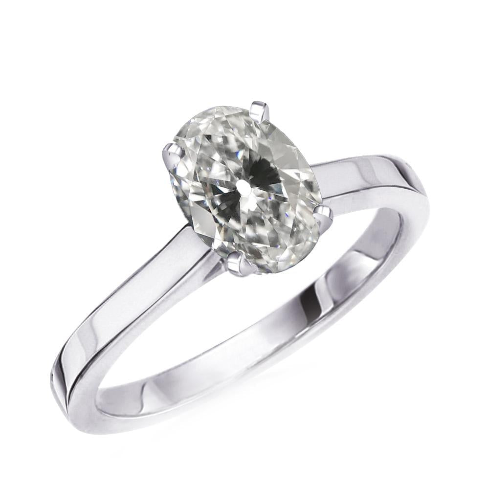 Solitario Anniversario Anello Ovale Vecchio Minatore Naturale Diamante Prong Set 4 Carati
