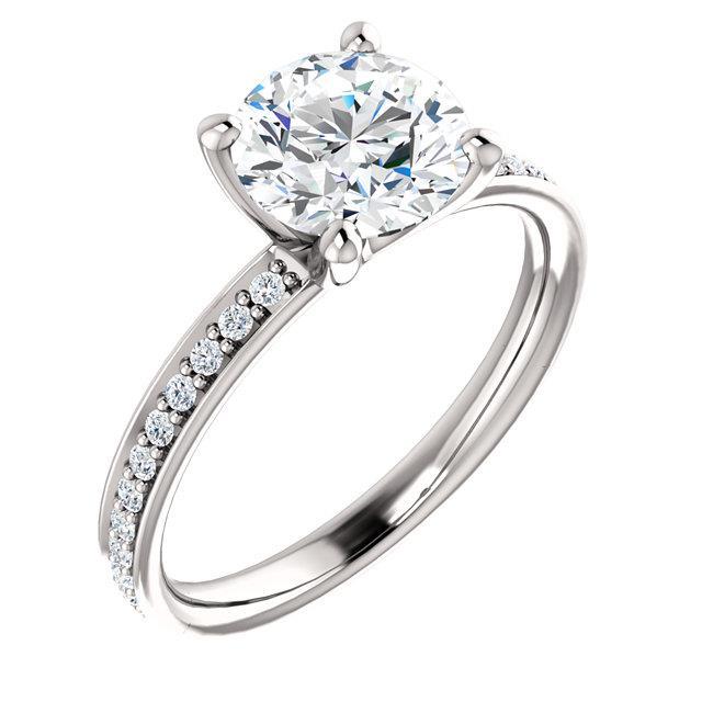 Solitario Con Accenti. Anello Di Fidanzamento Con Naturale Diamante Da 1 Carato. Gioielli In Oro