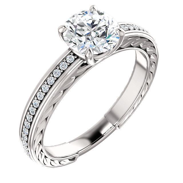 Solitario Con Accenti Anello Anniversario Con Naturale Diamante Rotondo Da 1.75 Carati