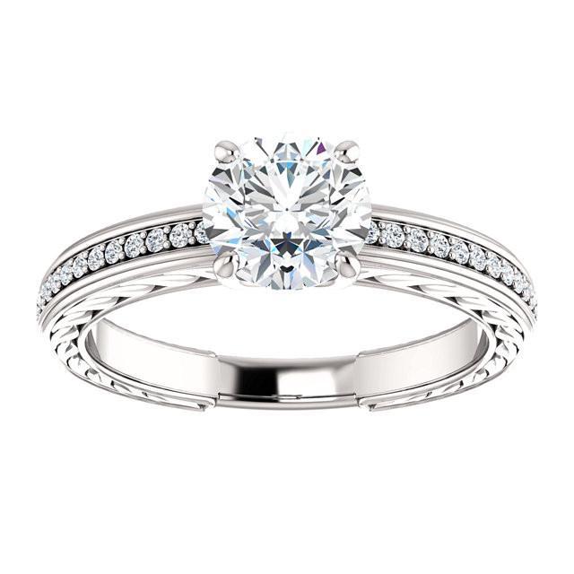 Solitario Con Accenti Anello Anniversario Con Naturale Diamante Rotondo Da 1.75 Carati