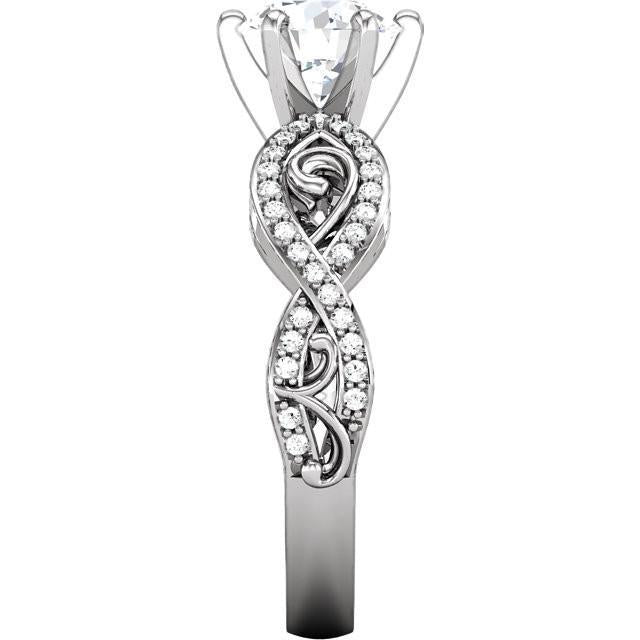 Solitario Con Accenti Anello Fantasia Vero Diamante Rotondo 2.10 Carati WG 14K