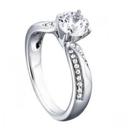 Solitario Con Anello Di Fidanzamento In Oro Bianco Con Genuino Diamante Da 1.25 Carati Con Accenti