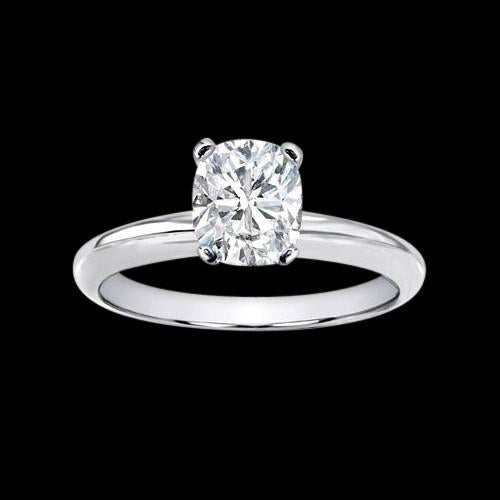 Solitario Cuscino Donna Anello Con Vero Diamanti Gioiello Oro 1.25 Ct.