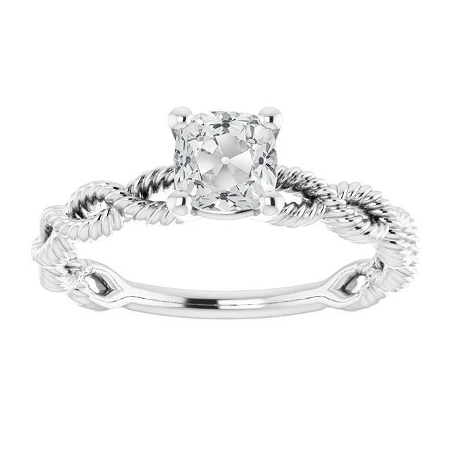 Solitario Cuscino Vecchio Minatore Anello Con Vero Diamanti Stile Ritorto 3 Carati