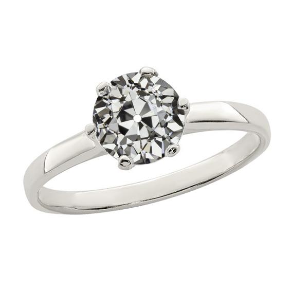 Solitario Fede Nuziale Old Mine Cut Genuino Diamante 6 Prong Set 2 Carati
