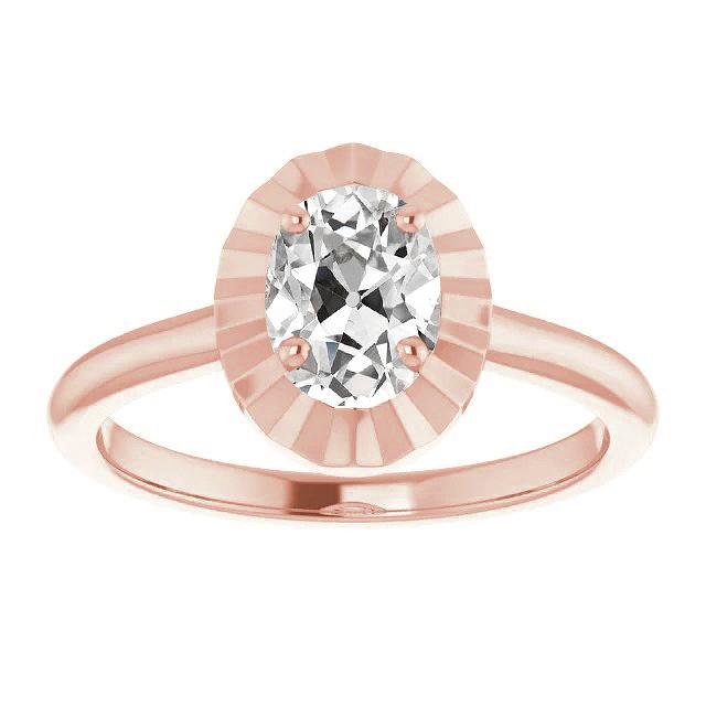Solitario Fede Nuziale Ovale Vecchio Minatore Naturale Diamante 3,25 Carati Gioielli Da Donna