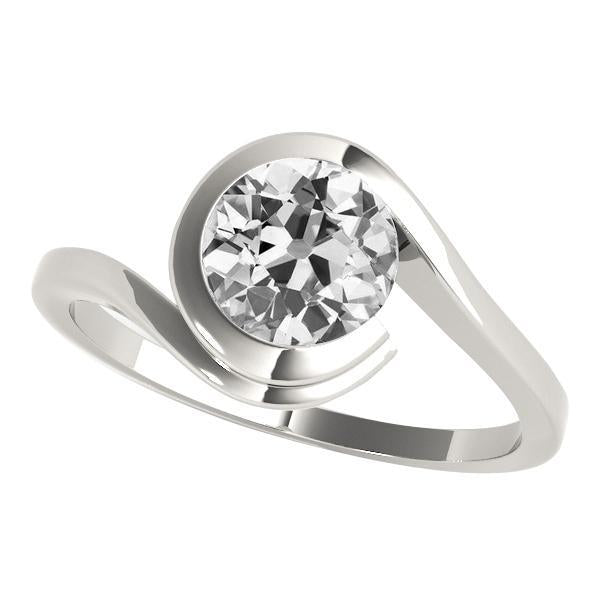 Solitario Rotondo Con Vero Diamante Taglio Vecchio Stile Tensione 2,50 Carati