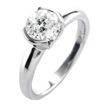 Solitario Rotondo Fede Nuziale Old Miner Vero Diamond Half Bezel Set 1 Carato