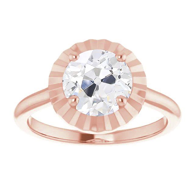 Solitario Rotondo In Oro Con Anello Di Fidanzamento Con Genuino Diamante Vecchio Minatore 3 Carati