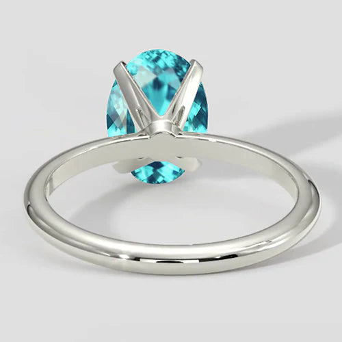 Solitario a quattro punte con tormalina Paraiba ovale da 3 ct