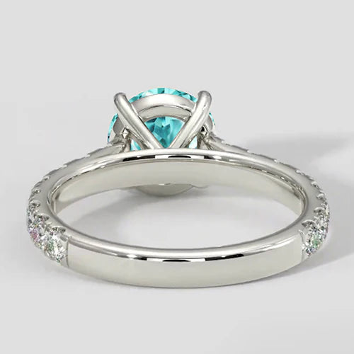 Solitario in tormalina Paraiba con fascia in pavé di diamanti