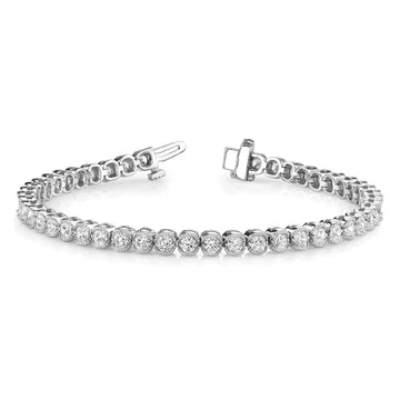 Sparkling Taglio rotondo 6.45 Carati Bracciale Vero Diamanti Oro Bianco 14K