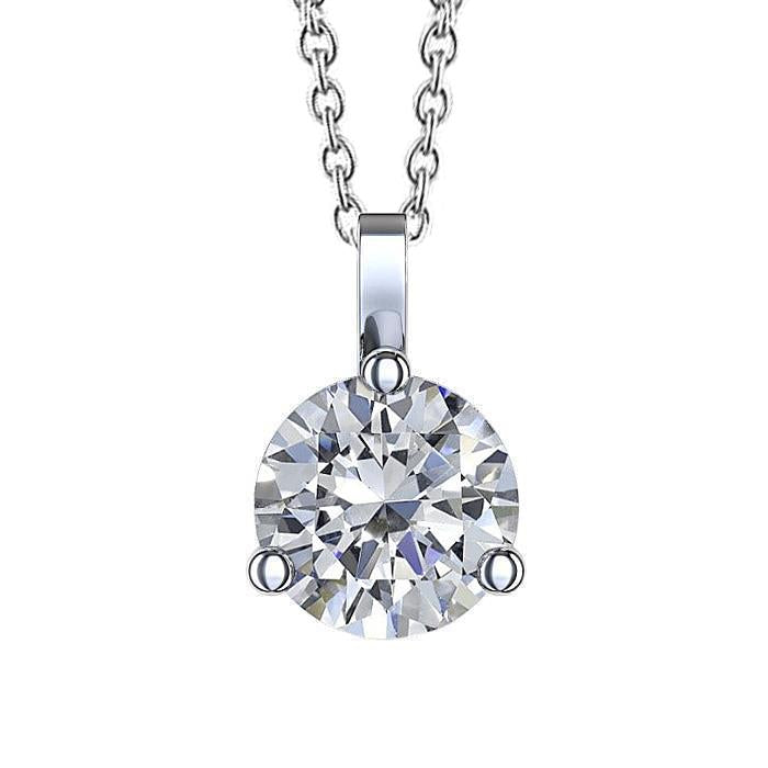 Splendida Collana Con Ciondolo In Oro Bianco 14K Con Genuino Diamante Taglio Rotondo Da 4 Ct