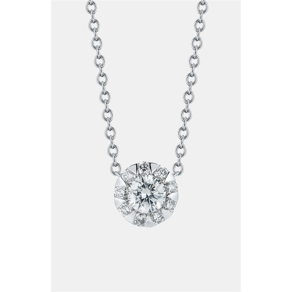 Splendida Collana Con Ciondolo Con Vero Diamante A Taglio Rotondo Da 2,85 Carati In Oro Bianco 14K