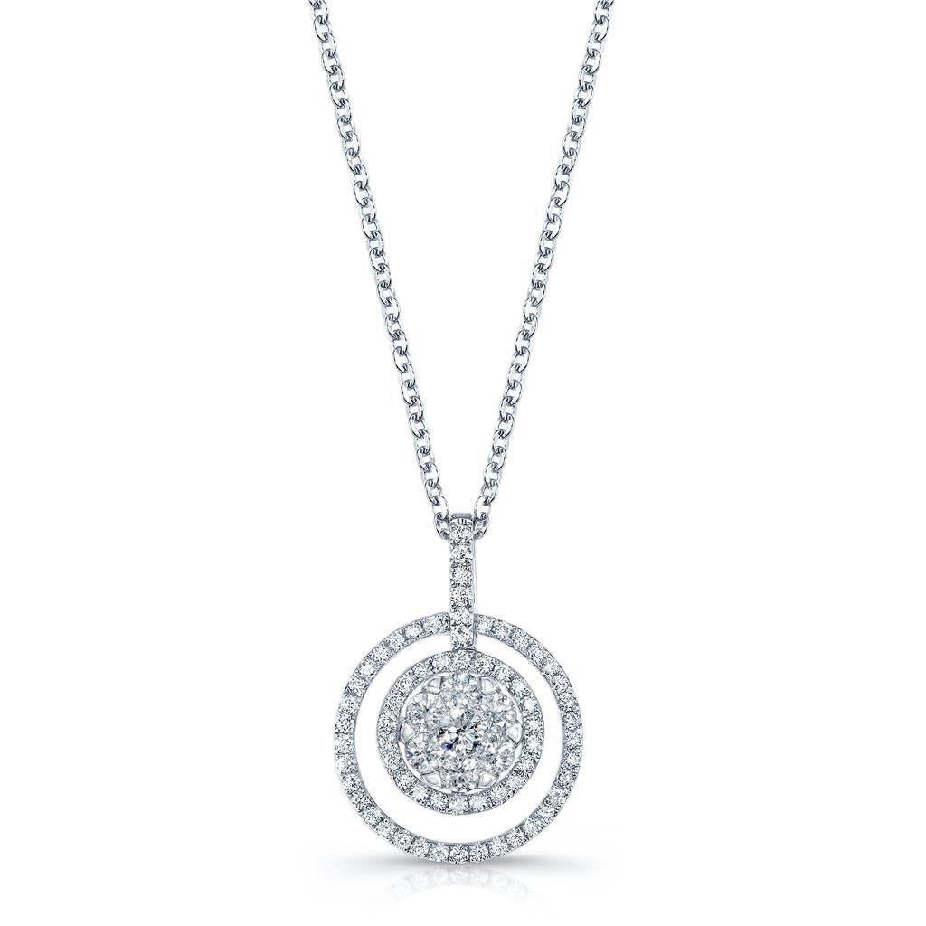 Splendida Collana Pendente Con Naturale Diamante Tondo 2 Carati In Oro Bianco 14K